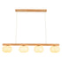 Traditional Japanese Wood Grain PE Cotton Shade 4-Light Island Light Chandelier For Living Room