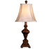 Modern Eclectic Fabric Shade Resin Carved Square Base 1-Light Table Lamp For Study