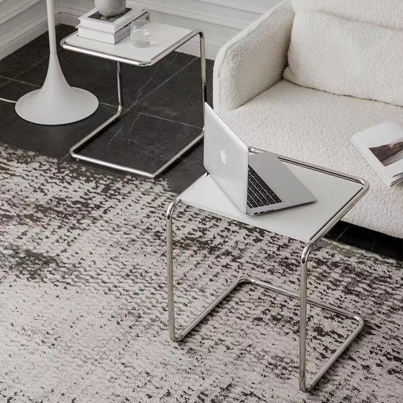 Modern Minimalist Rectangle C-Shape Density Plate Stainless Steel End Table For Living Room