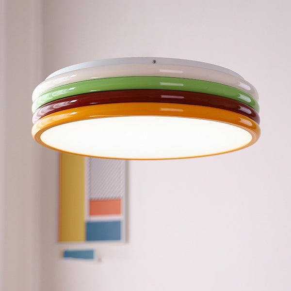 Contemporary Scandinavian Macron Iron Disc Splicing LED Flush Mount Ceiling Light For Bedroom