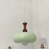 Traditional Vintage Wood Glass Round 1-Light Pendant Light For Dining Room