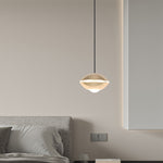 Contemporary Nordic Oval Aluminum Acrylic LED Liftable Pendant Light For Living Room