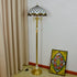 Traditional Tiffany Copper Jade Glass Semicircular 3 Light Standing Floor Lamp For Living Room