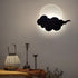 Traditional Chinese Round Cloudy Wood Acrylic LED Wall Sconce Lamp For Living Room