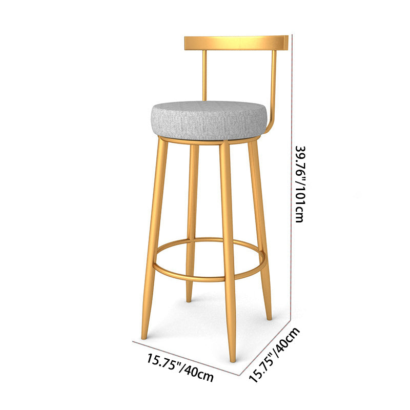 Modern Minimalist Iron Fabric Sponge Round Bar Stool Backrest Footrest For Kitchen