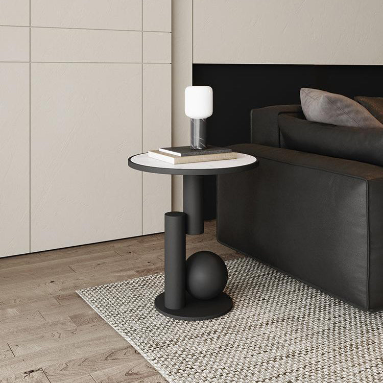 Contemporary Simplicity Sintered Stone Geometric Column Base Coffee Table For Living Room