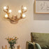 Contemporary Creative Resin Antler Branch Glass Shade 6-Light Wall Sconce Lamp For Bedroom