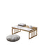 Traditional Japanese Rectangle Sintered Stone Top Metal Frame Coffee Table For Living Room