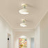 Contemporary Scandinavian Cream Ceramic Geometric Round Shade 1-Light Semi-Flush Mount Ceiling Light For Living Room