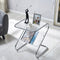 Modern Minimalist Square Z-Shape Iron Glass Side Table For Living Room