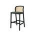 Traditional French Fabric Wood Frame Bar Stool Backrest Footrest For Dining Room