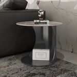 Contemporary Luxury Round Marble Pattern Carbon Steel Base Coffee Table For Living Room