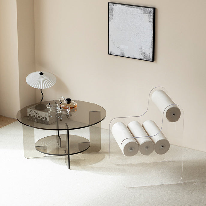 Contemporary Creative Cylinder Acrylic Fabric Chair Backrest Armless For Living Room