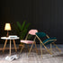 Traditional Vintage Square Velvet Stainless Steel Foldable Dining Chair Backrest For Dining Room