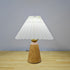 Contemporary Scandinavian Trapezoidal Pleated Fabric Wood 1-Light Table Lamp For Bedroom