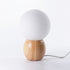 Contemporary Scandinavian Orb Glass Wood Base 1-Light Table Lamp For Bedroom