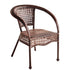 Traditional Vintage Curved Square PE Rattan Iron Wood Dining Chair Backrest Arm For Dining Room