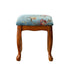 Traditional European Square Fabric Upholstered Wood Carved Frame Vanity Stool For Bedroom