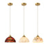 Traditional Japanese Brass Stained Glass Half Round Shell Design 1-Light Pendant Light For Bedroom