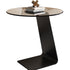 Modern Minimalist Round Glass Top L-shaped Carbon Steel Base Coffee Table For Living Room