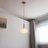 Modern Minimalist Copper Glass Wood Persimmon Shaped 1-Light Pendant Light For Dining Room