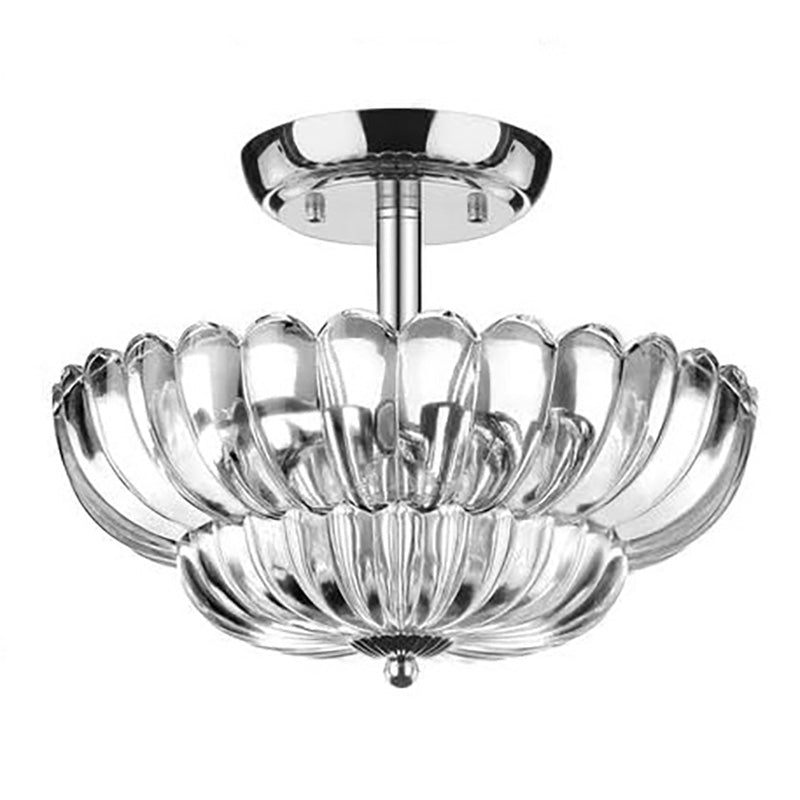 Contemporary Scandinavian Umbrella Iron Acrylic 3-Light Semi-Flush Mount Ceiling Light For Living Room