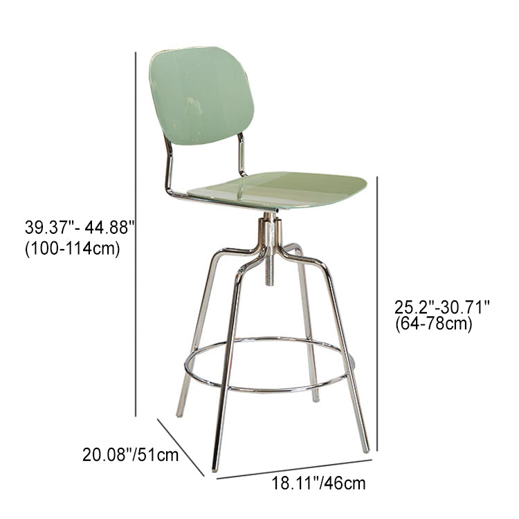 Contemporary Scandinavian Square Plastic Metal Frame Bar Stool Backrest Footrest For Dining Room