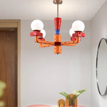 Contemporary Creative Colorblock Geometry Block Resin Cheese Design 4-Light Chandelier For Dining Room