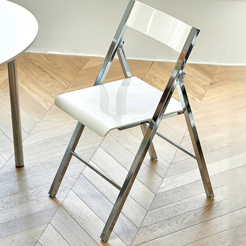 Contemporary Nordic Square Acrylic Metal Dining Chair Foldable For Dining Room