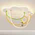 Contemporary Creative Cartoon Astronaut Cloud Iron Aluminum Rainbow Curve LED Kids Flush Mount Ceiling Light For Bedroom