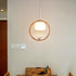 Contemporary Scandinavian Round Bird Wood Glass 1-Light Pendant Light For Living Room