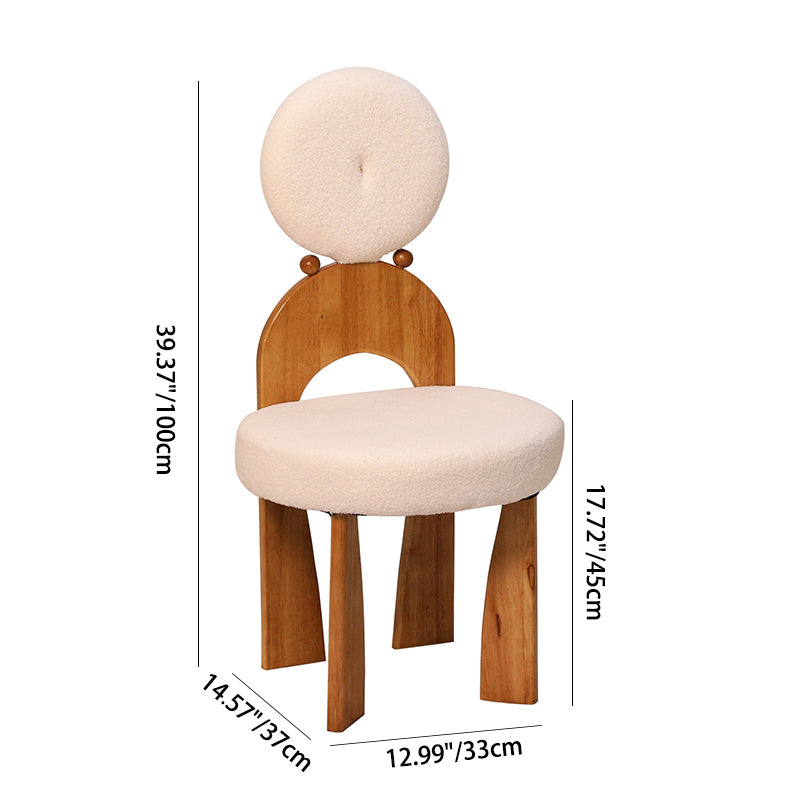 Contemporary Creative Round Mermaid Lambswool Fabric Wood Vanity Stool Backrest For Bedroom