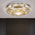 Modern Luxury Round Iron Crystal LED Flush Mount Ceiling Light For Living Room