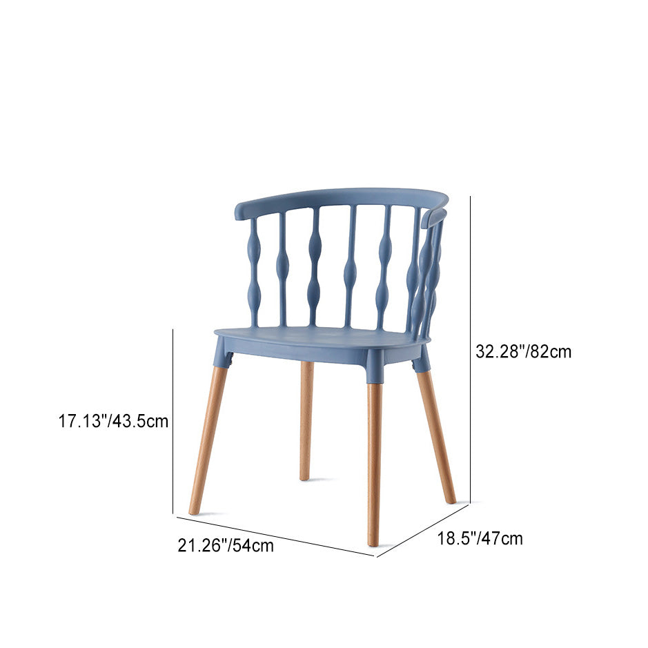 Contemporary Creative Square Vertical Strip PP Plastic Beechwood Dining Chair Backrest For Dining Room