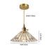 Traditional Vintage Round Cone Brass Glass 1-Light Pendant Light For Living Room