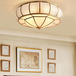 Contemporary Luxury Oval Dome Full Copper Glass 3/4/6 Light Flush Mount Ceiling Light For Bedroom