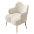 Modern Minimalist Cream Curve Lambswool Metal Vanity Stool Backrest Arm For Bedroom