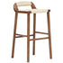 Contemporary Retro Square Kraft Paper Rope Weaving Solid Wood Bar Stool Low Back Footrest For Dining Room