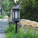 Traditional Chinese Waterproof Solar Aluminum Glass Cylinder 1-Light Landscape Lighting Outdoor Light For Garden