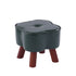 Modern Art Deco Clover Round Oil Wax Leather Solid Wood Footstool Backless Armless For Living Room