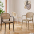 Contemporary Nordic Square Rattan Plastic Dining Chair Backrest Armrest For Dining Room