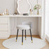 Modern Minimalist Round Cotton Linen Leather Iron Vanity Stool Low Backrest For Bedroom