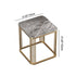 Modern Minimalist Square Rock Slab Metal Coffee Table For Living Room