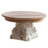 Traditional Vintage Round Column Carved Cedar Magnesium Oxide Tray Side Table For Dining Room