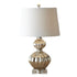 Traditional Vintage Glass Fiberflex Fabric Cylinder Gourd-shaped 1-Light Table Lamp For Bedside