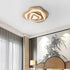 Traditional Chinese Zen Wood Grain Wavy Design LED Flush Mount Ceiling Light For Living Room