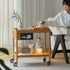 Contemporary Scandinavian Rectangular Wood Glass Coffee Table 2-Tier For Living Room