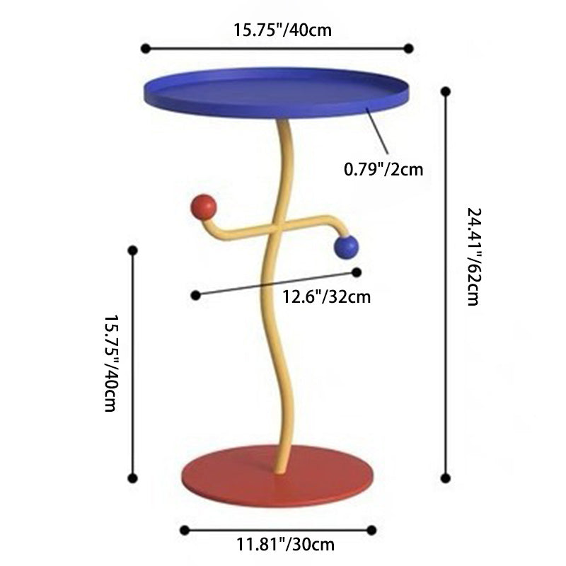 Contemporary Creative Color Blocking Iron Tray Top Distortion End Table For Living Room