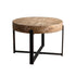 Traditional Vintage Round Distressed Wood Iron Cross Legs Coffee Table For Living Room