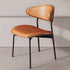Contemporary Retro PU Wood Metal Sponge Square Curved Dining Chair Backrest For Dining Room